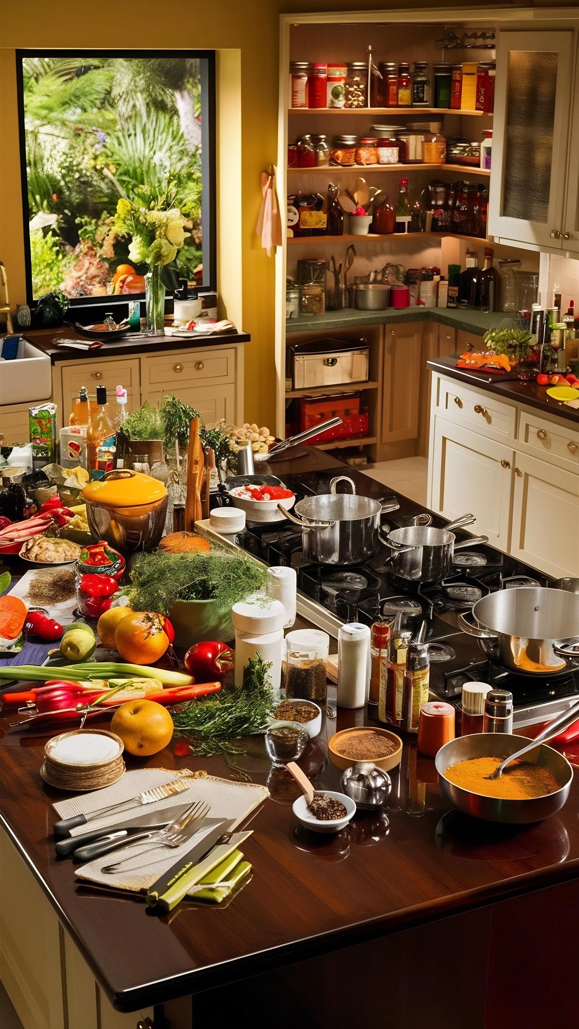 Crowded home kitchen with mixed results